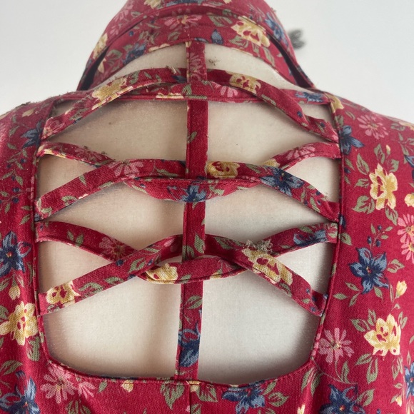 Main Street Classics Red Floral Midi Dress Size 18 - Picture 8 of 8